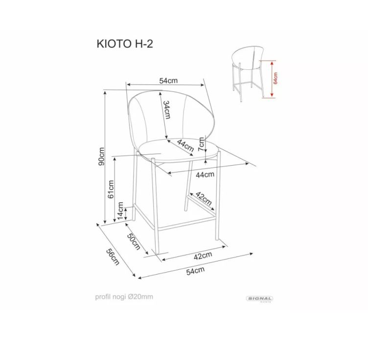 Напівбарний стілець кухонний Kioto H-2 Бежева тканина / Кашемір каркас4
